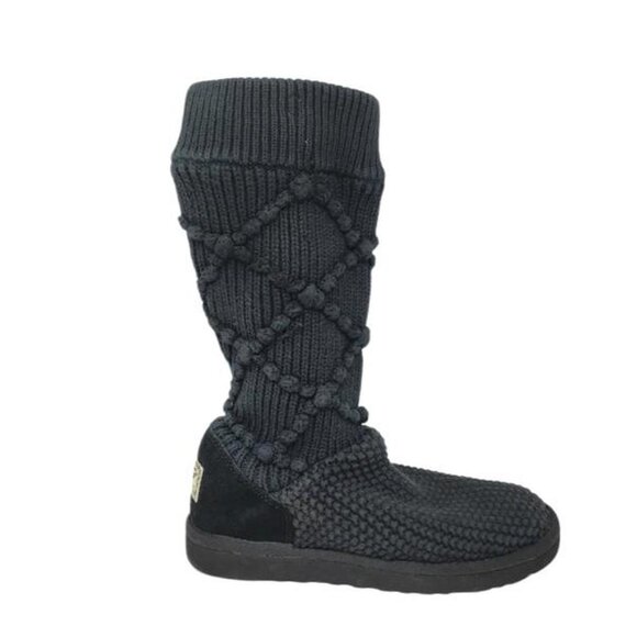 UGG - Argyle Knit Crochet- Snow Boots Winter Shoes Size 8🖤🧸🧶 - Picture 3 of 8